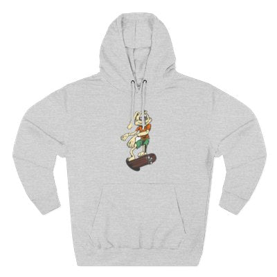 Skateboarding Bunny Fleece Hoodie, Cozy Streetwear