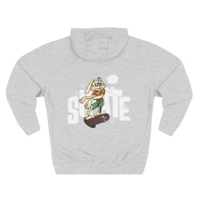 Skateboarding Bunny Fleece Hoodie, Cozy Streetwear