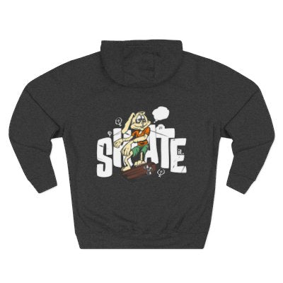 Skateboarding Bunny Fleece Hoodie, Cozy Streetwear