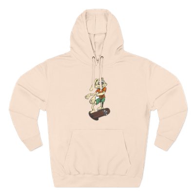 Skateboarding Bunny Fleece Hoodie, Cozy Streetwear