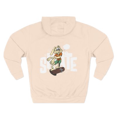 Skateboarding Bunny Fleece Hoodie, Cozy Streetwear