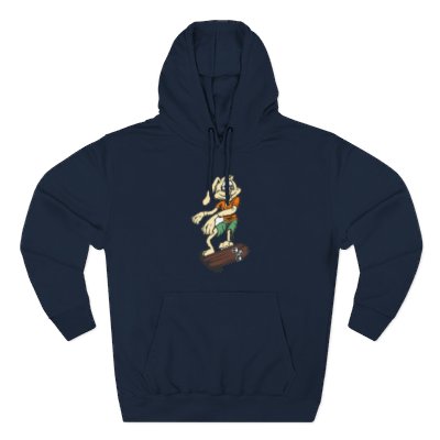Skateboarding Bunny Fleece Hoodie, Cozy Streetwear